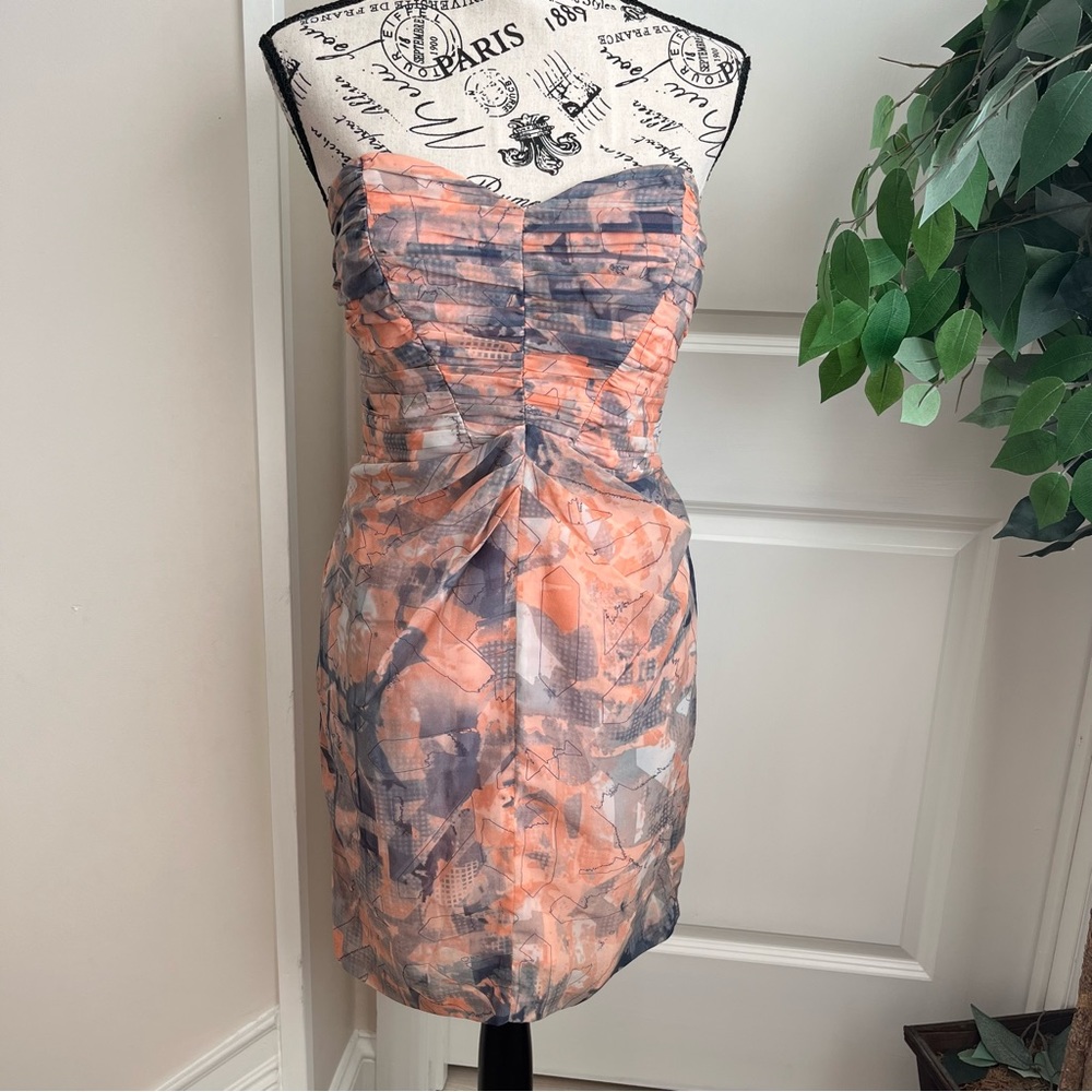 Bcbgeneration Strapless Smock Back Watercolor Dre… - image 1